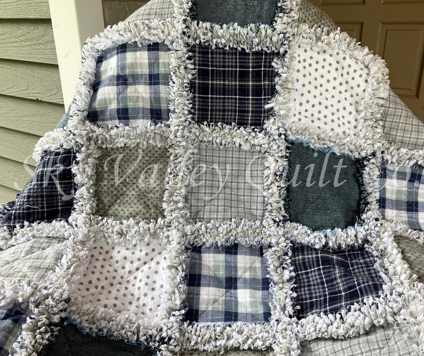 Precut rag quilt KIT ~ navy blue and gray flannels - restocked!