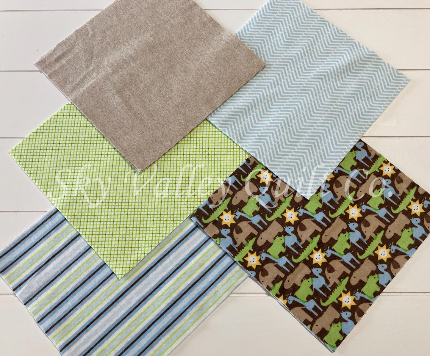 Pre Cut Rag Quilt KIT - Zoo animals in light blue, green and brown, all 3 layers!