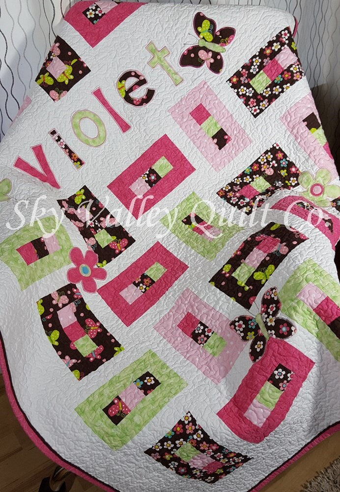 Flutterby Garden Quilt pattern ~PDF -made with one layer cake