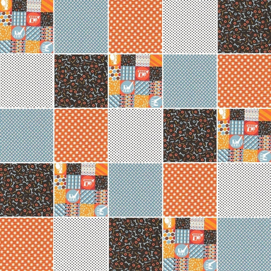 Pre Cut baby Boy Rag Quilt KIT - dump trucks construction tools orange brown and blue