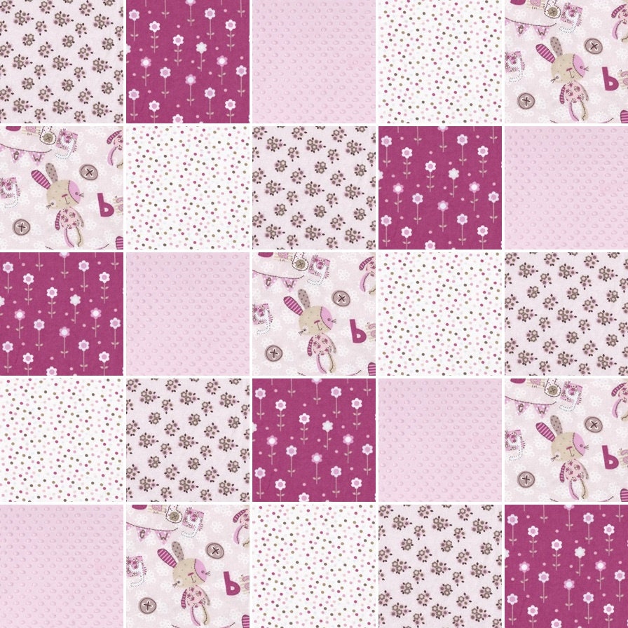 Pre Cut Rag Quilt KIT - rag bunnies in light pink and cranberry flannels, 3 layers!