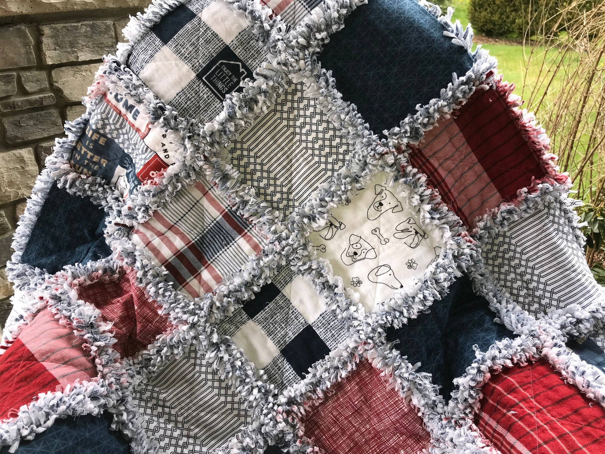 Pre CUT Rag Quilt KIT ~ Summer USA, patriotic, 4th of July red white and blue