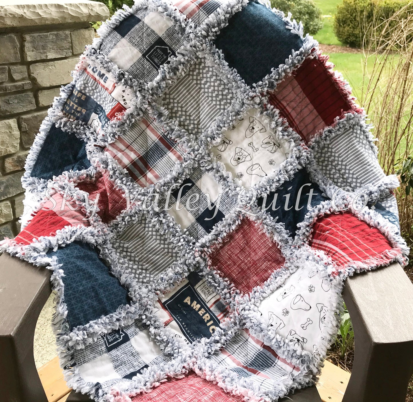 Pre CUT Rag Quilt KIT ~ Summer USA, patriotic, 4th of July red white and blue