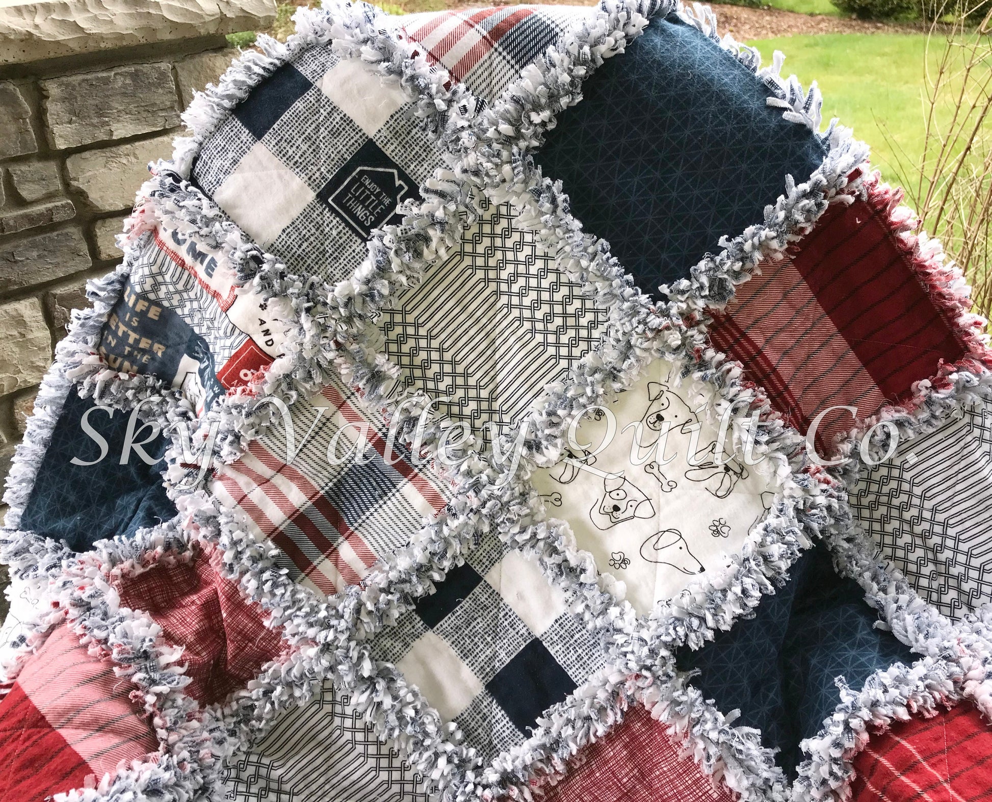 Pre CUT Rag Quilt KIT ~ Summer USA, patriotic, 4th of July red white and blue