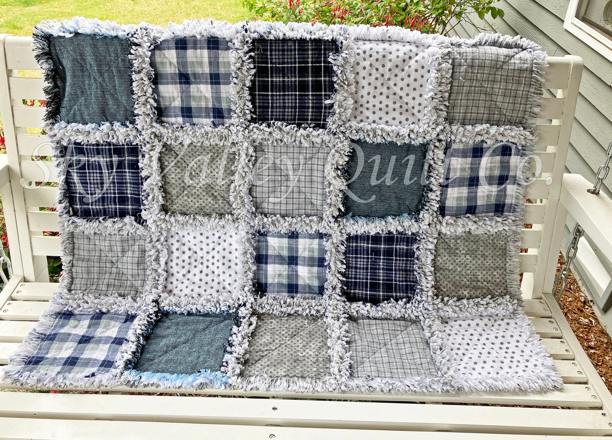 Precut rag quilt KIT ~ navy blue and gray flannels - restocked!