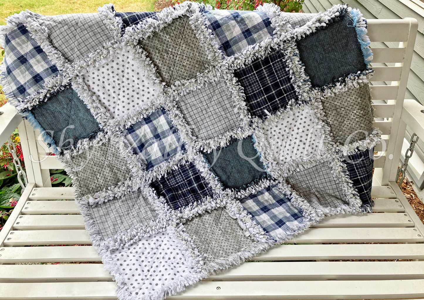 Precut rag quilt KIT ~ navy blue and gray flannels - restocked!