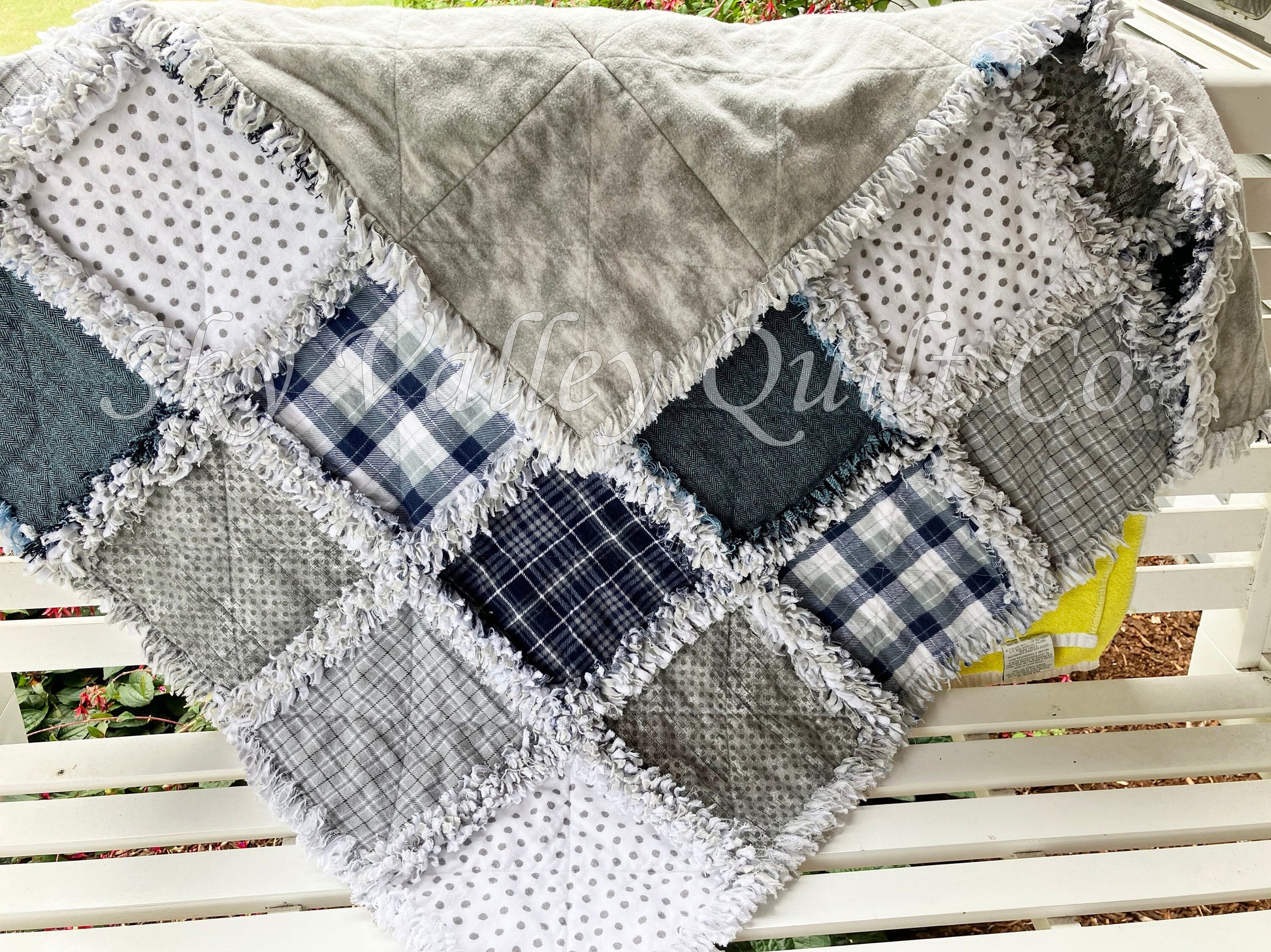 Precut rag quilt KIT ~ navy blue and gray flannels - restocked!