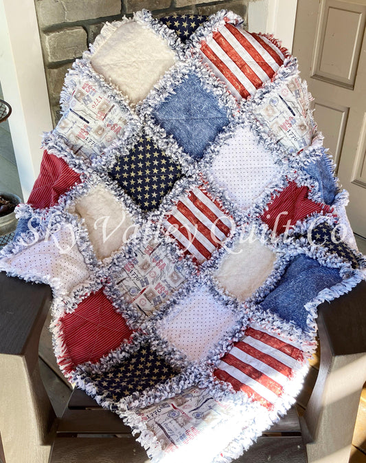 Pre CUT Rag Quilt KIT ~ patriotic Election, USA pride, independence