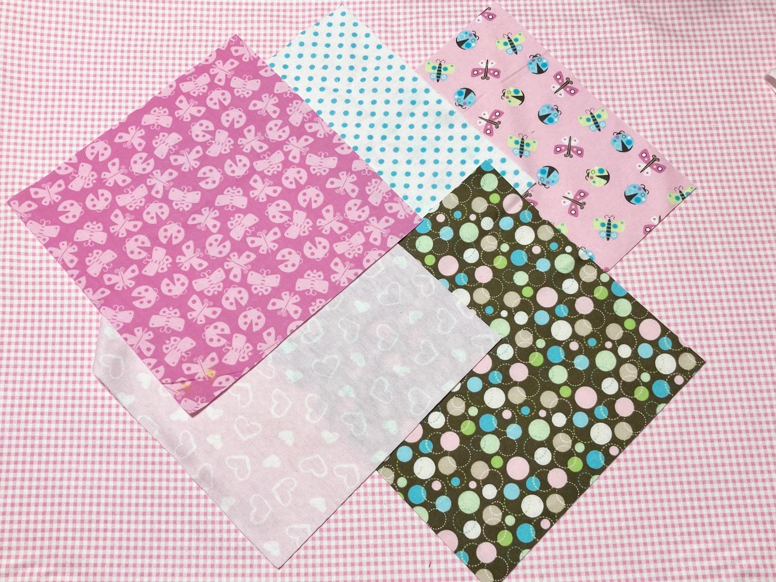 Pre Cut Rag Quilt KIT - butterflies and ladybugs pink, brown and aqua