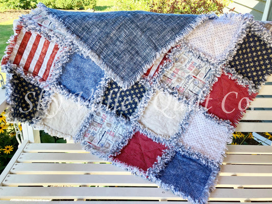 Finished rag quilt - patriotic Election, USA pride, independence