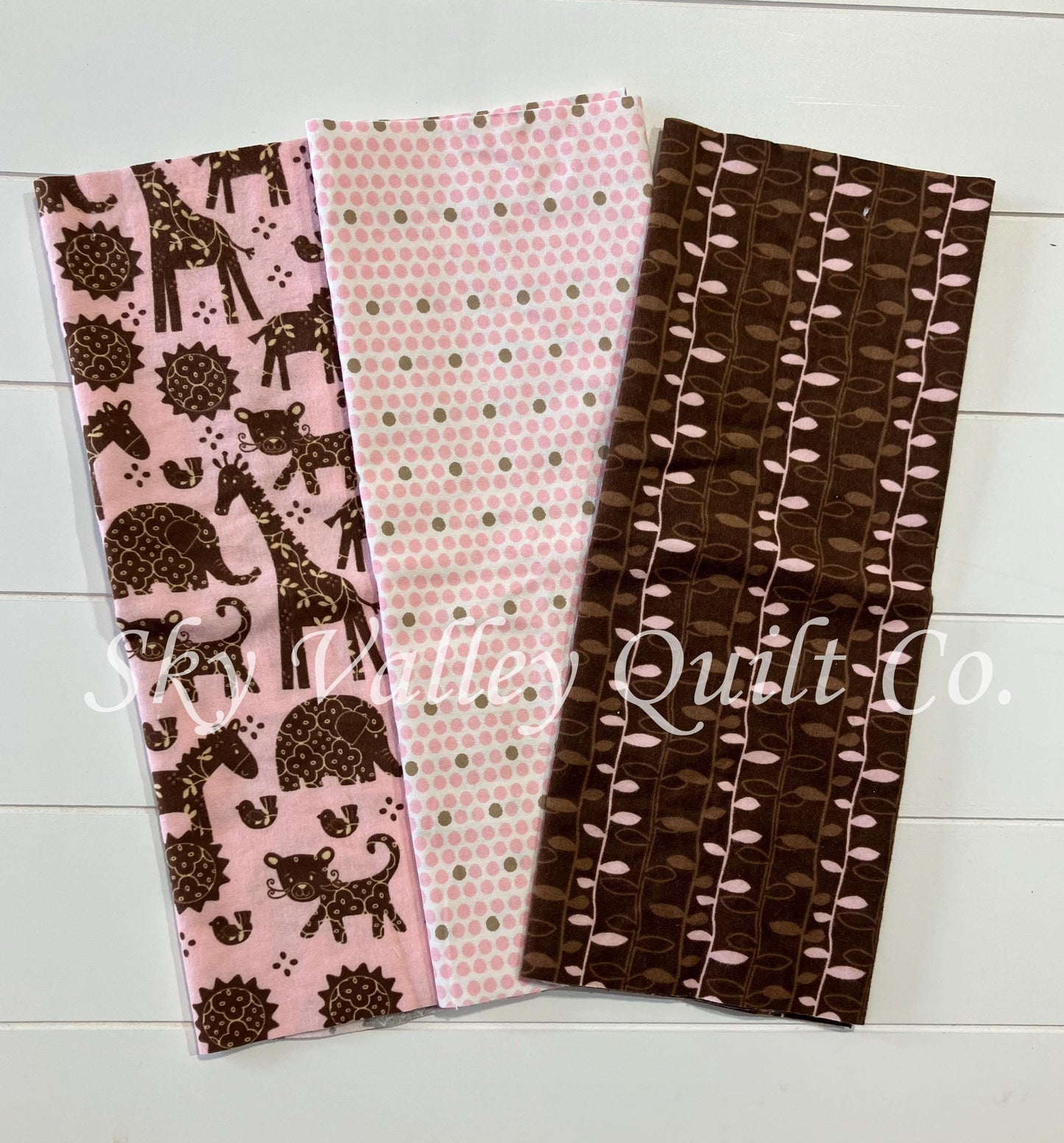 half yard flannel fabric Bundle, choose aqua blue or pink zoo animals