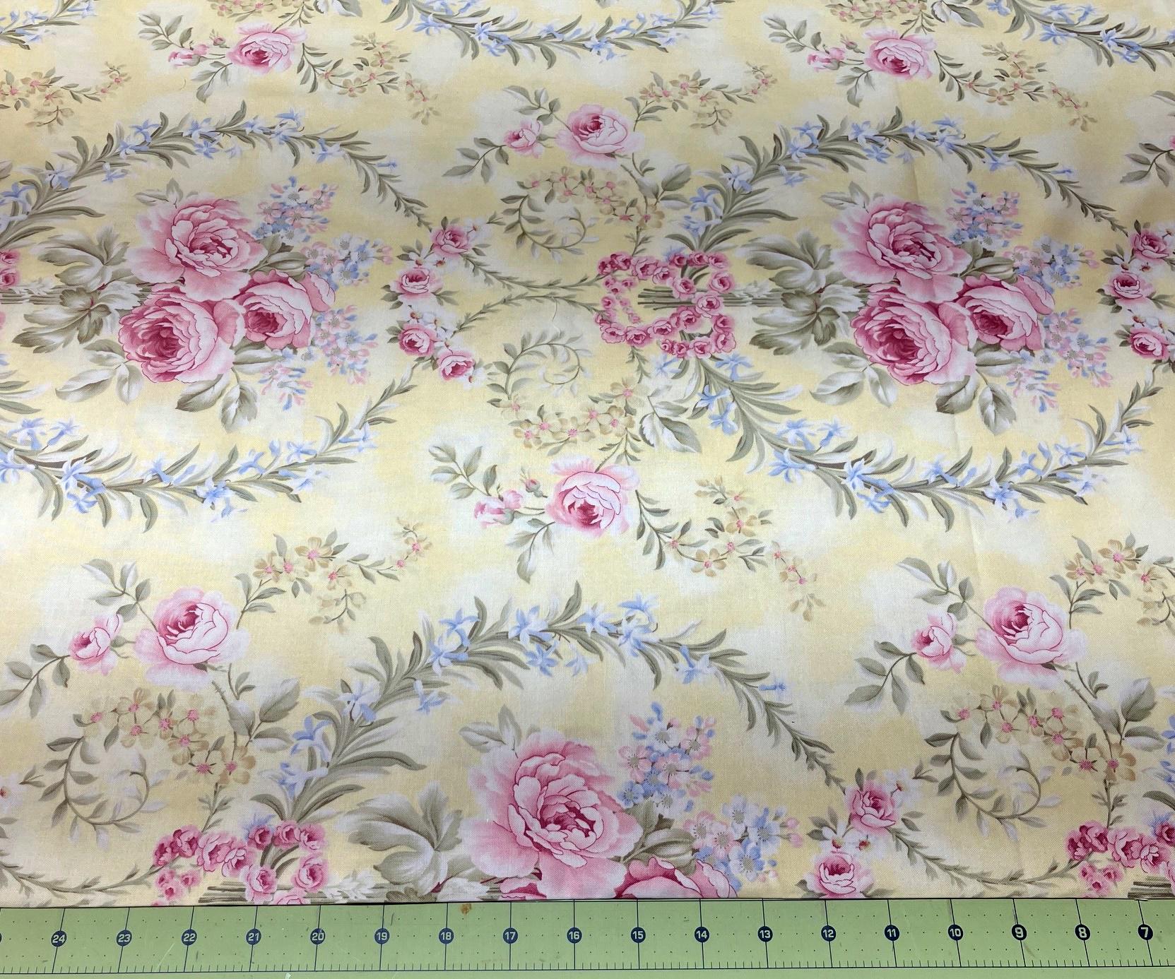 Simply Irresistable yellow floral cotton quilting fabric by Robyn Pandolph for SSI