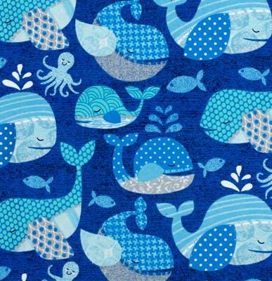 Sails and whales flannel charm pack 5" squares