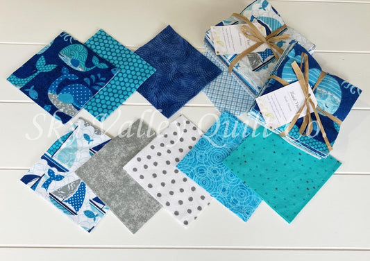 Sails and whales flannel charm pack 5" squares