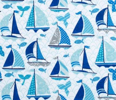 Sails and whales flannel charm pack 5" squares