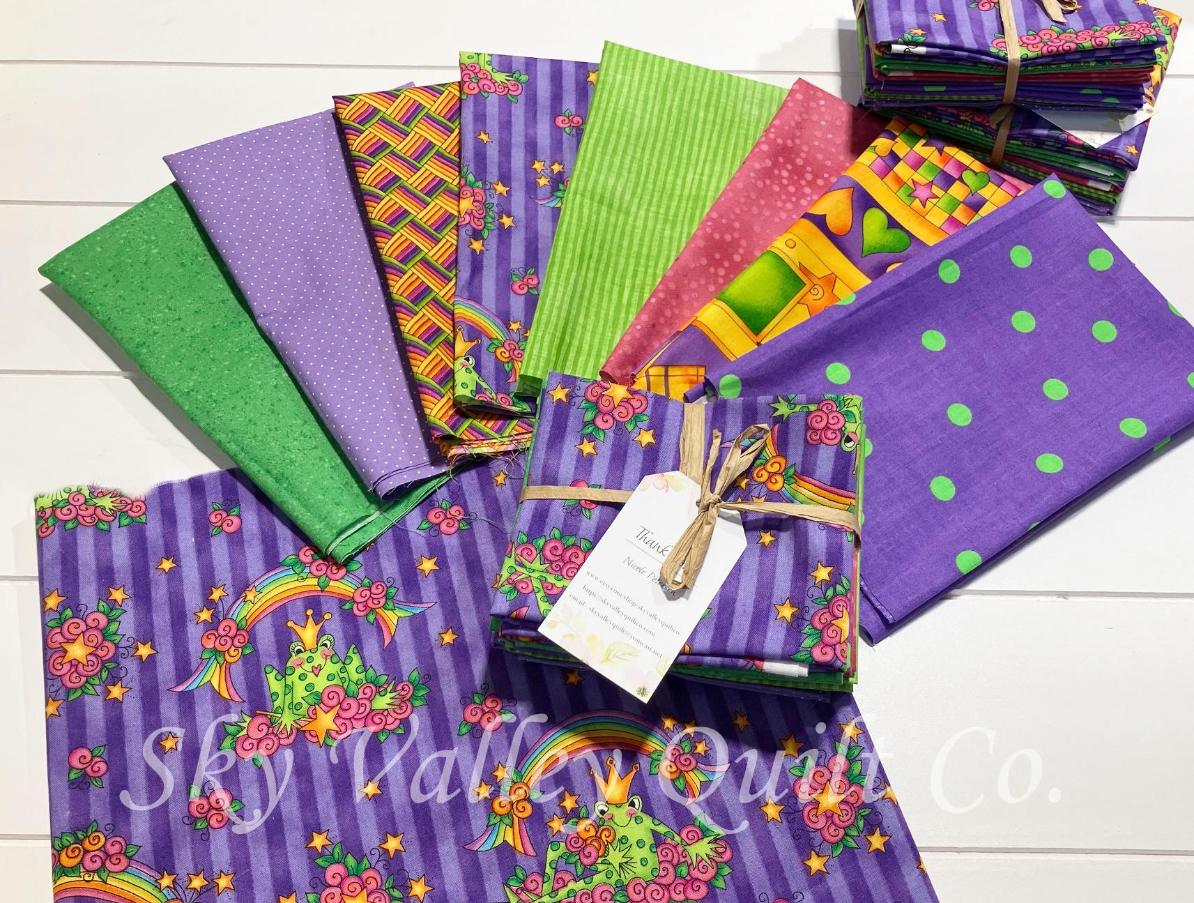 Here comes the Frog Fat Quarter Bundle/Curated Collection/Hand Selected/8 Prints/100% Cotton/Quilting