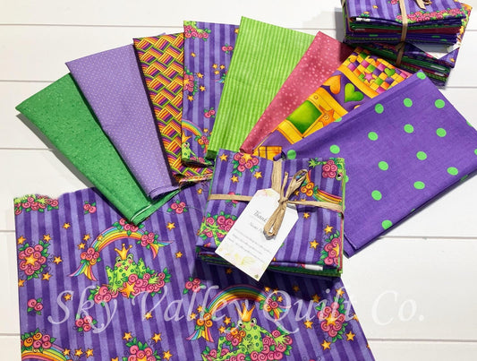 Here comes the Frog Fat Quarter Bundle/Curated Collection/Hand Selected/8 Prints/100% Cotton/Quilting