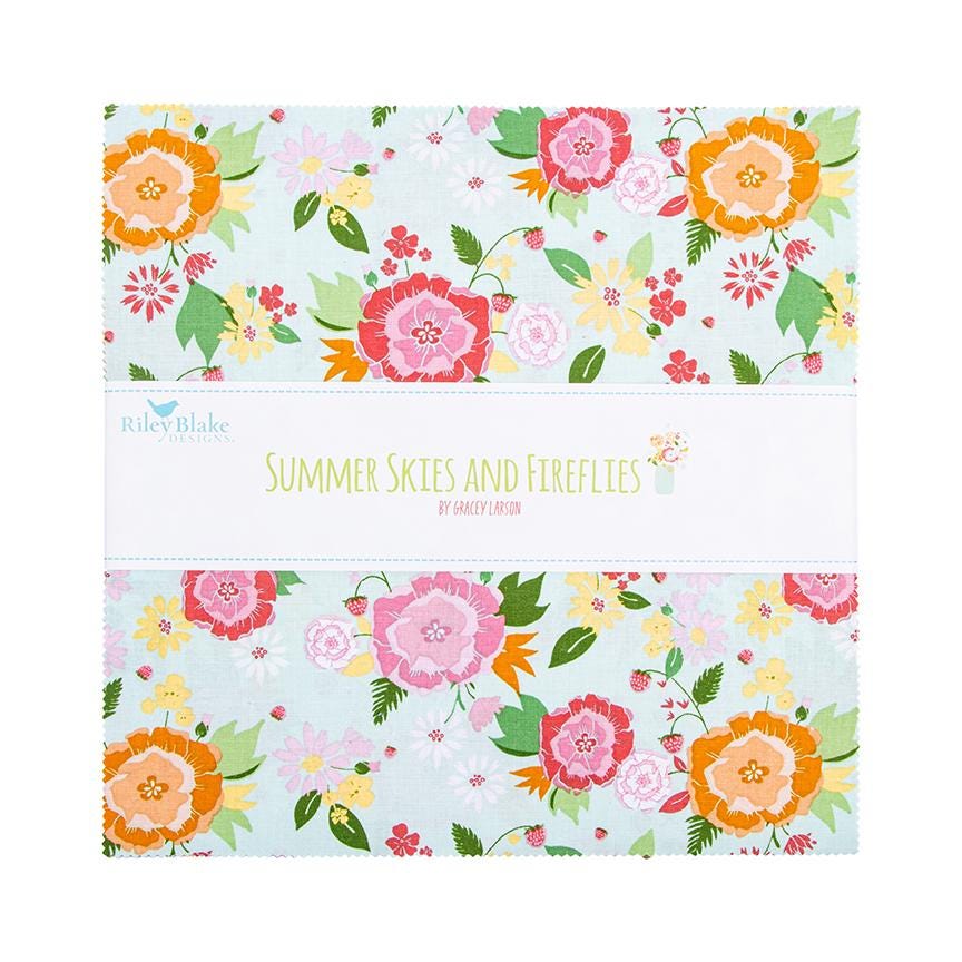 Summer Skies and Fireflies ~ Riley Blake layer cake upgrade FULL Rag quilt kit