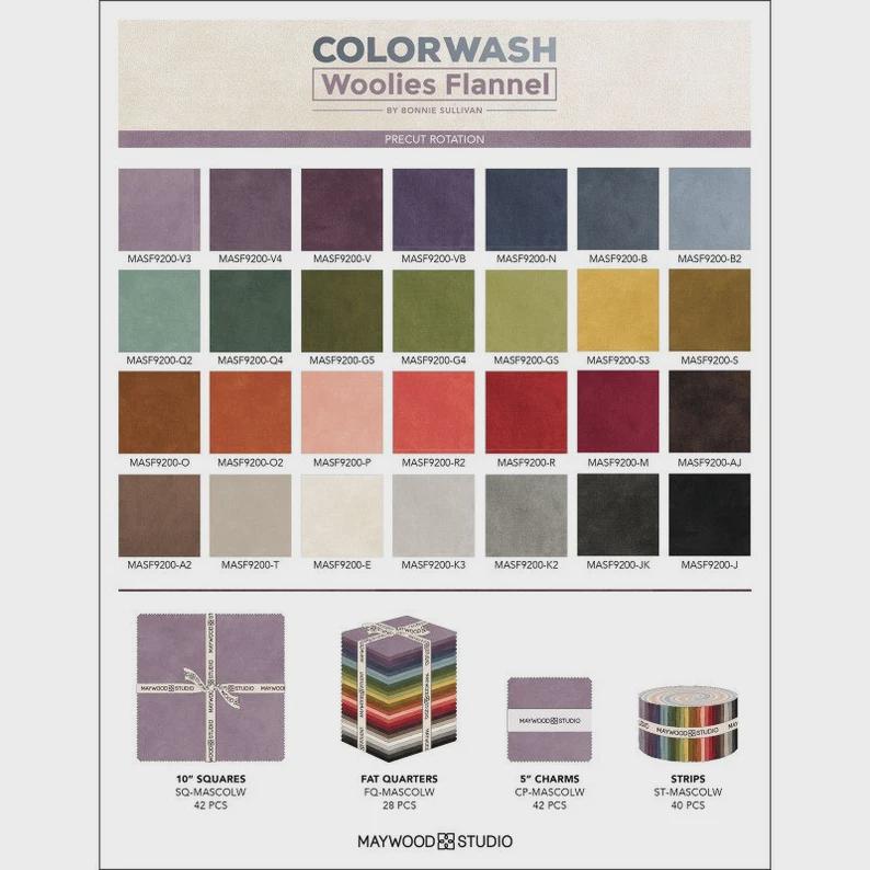 Maywood Studio Colorwash Woolies 10 inch squares Layer Cake Stacker ~ Flannel