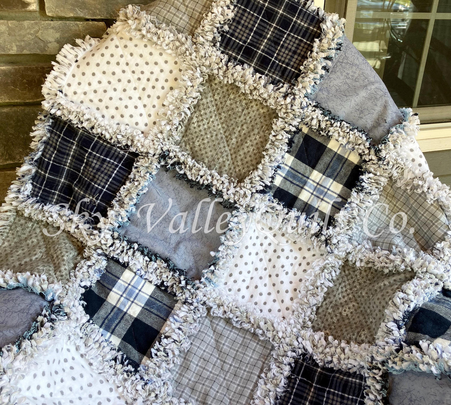 Precut rag quilt KIT ~ navy blue and gray flannels - restocked!