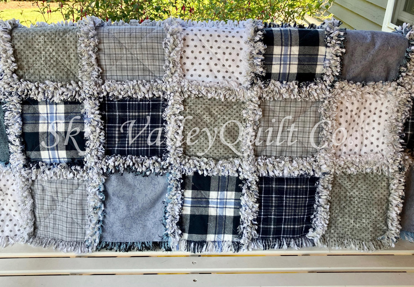 Precut rag quilt KIT ~ navy blue and gray flannels - restocked!
