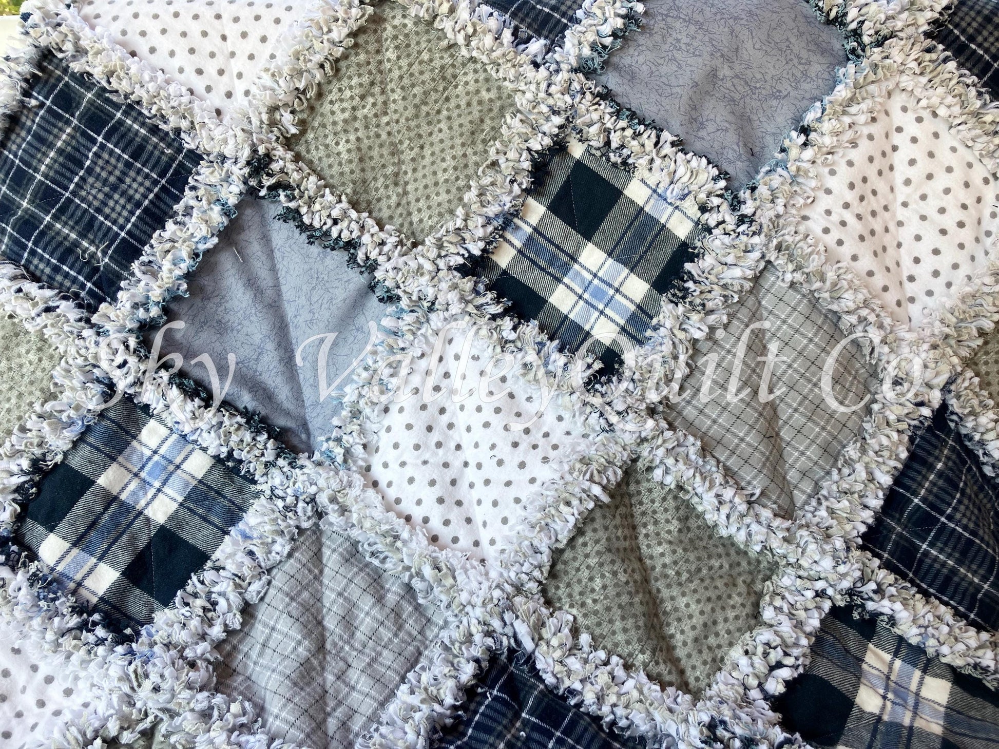 Precut rag quilt KIT ~ navy blue and gray flannels - restocked!