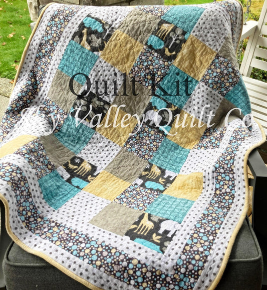 Precut traditional pieced Quilt kit ~ Michael Miller Zoology flannel