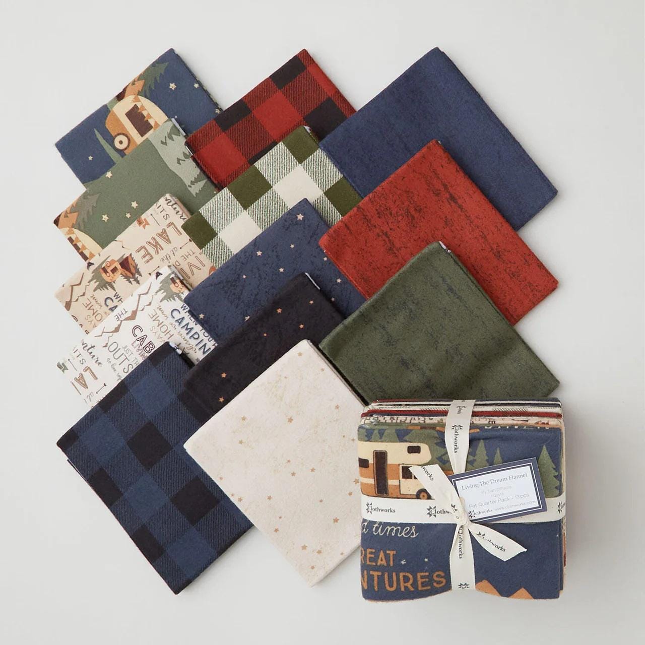 Living the Dream 5" charm square pack~ Dan Dipaolo Clothworks OUT OF PRINT Flannel Fabric