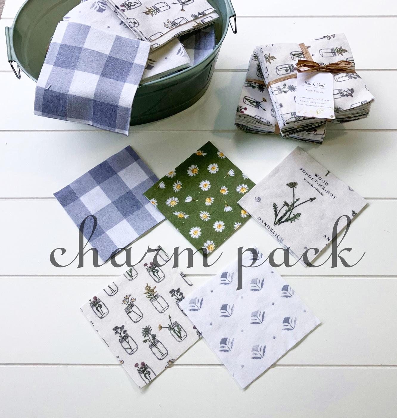 Isabel's Garden 5" charm square pack~ OUT OF PRINT Flannel Fabric