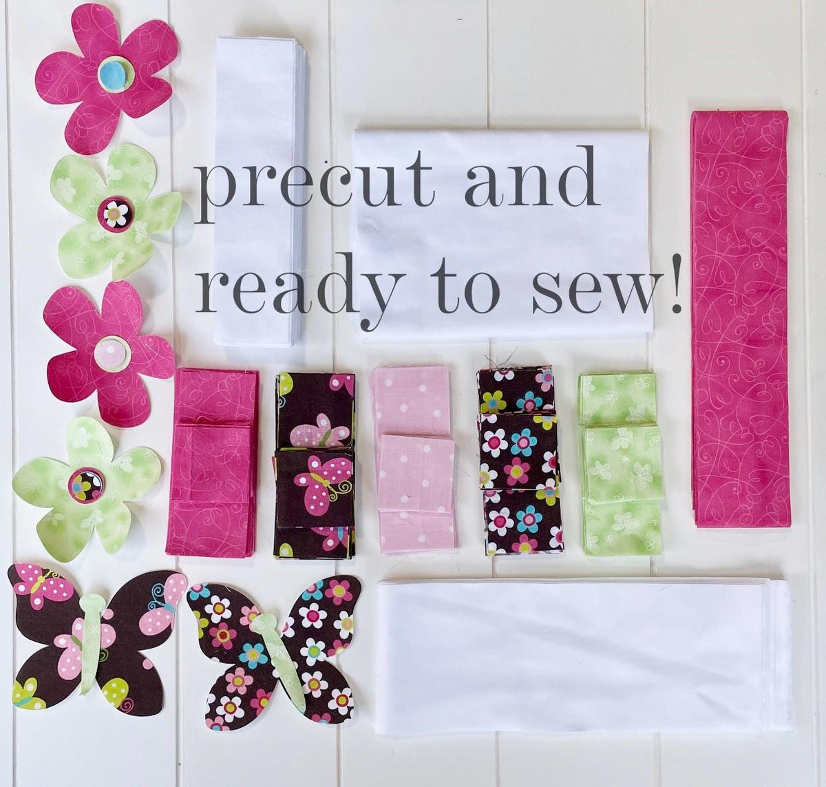 Precut Flutterby Quilt Kit ~ all precut letters and appliques ready to sew!