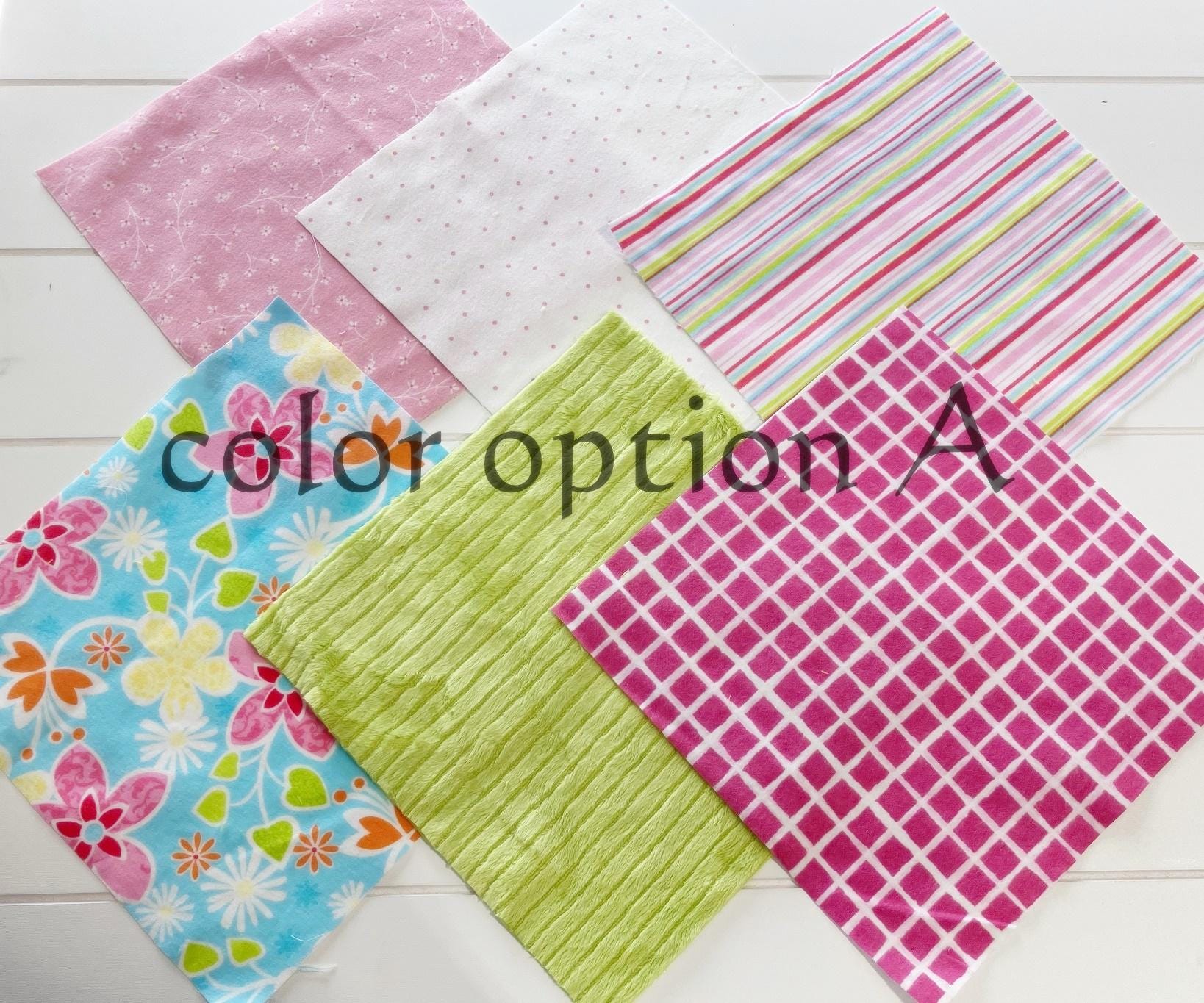 Precut rag quilt KIT ~ Flower Punch, bright pink, green and yellow flannels
