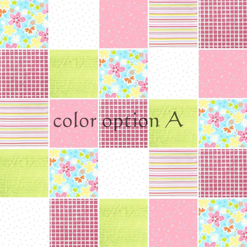 Precut rag quilt KIT ~ Flower Punch, bright pink, green and yellow flannels