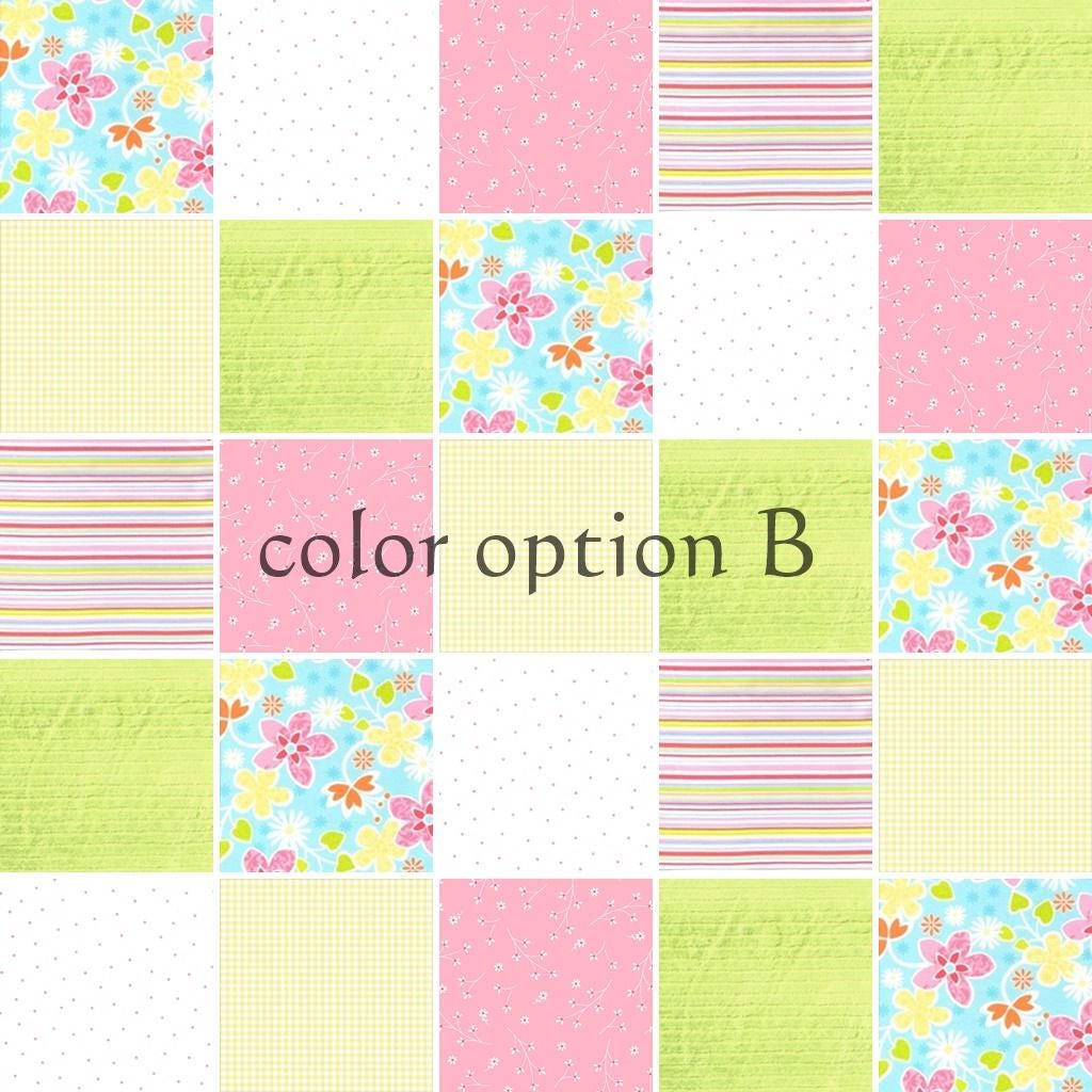 Precut rag quilt KIT ~ Flower Punch, bright pink, green and yellow flannels- A redo!