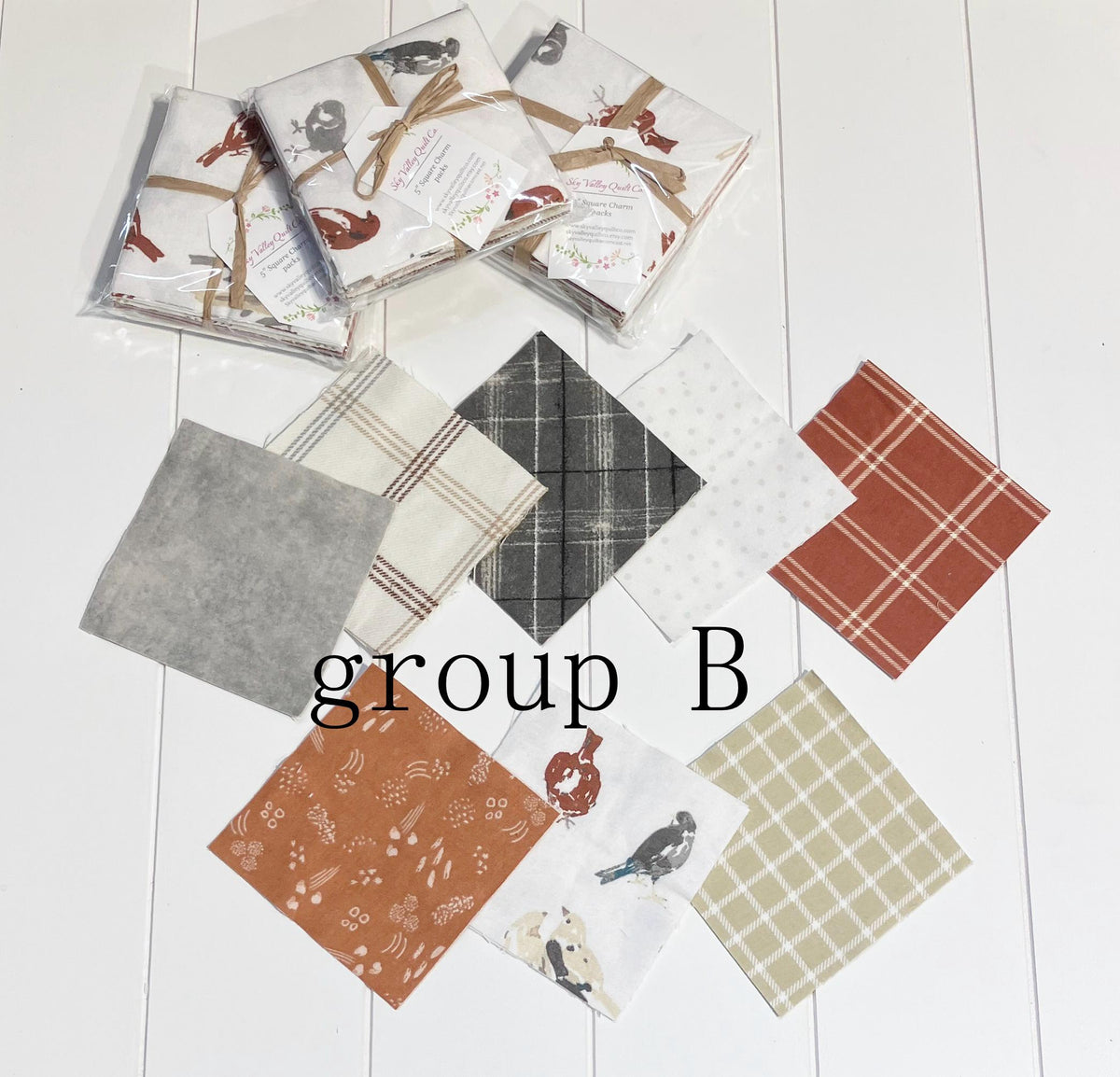 Sweater Weather chickadee 5" charm square pack~ OUT OF PRINT Flannel Fabric