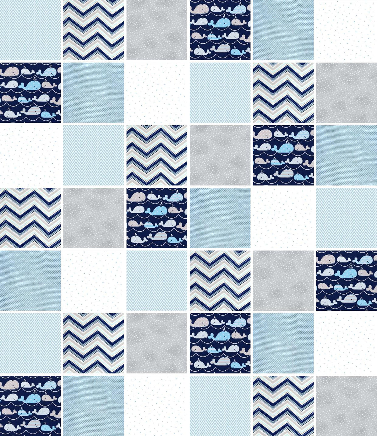 Blue and Gray whales 5" charm square pack~ Flannel Fabric