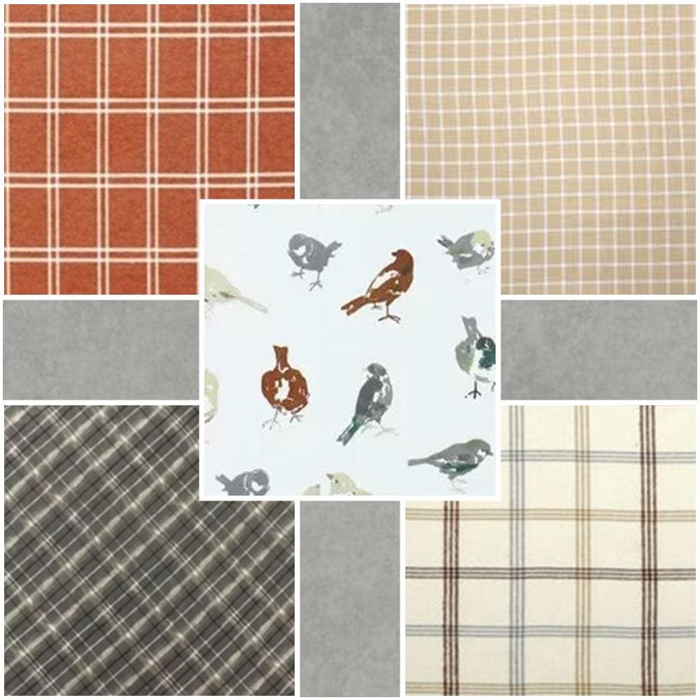 Sweater Weather chickadee 5" charm square pack~ OUT OF PRINT Flannel Fabric